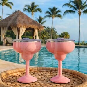 ORCA Rita Strawberry 2 Pack 13oz Insulated Stainless Steel Margarita Cups w/ Lid